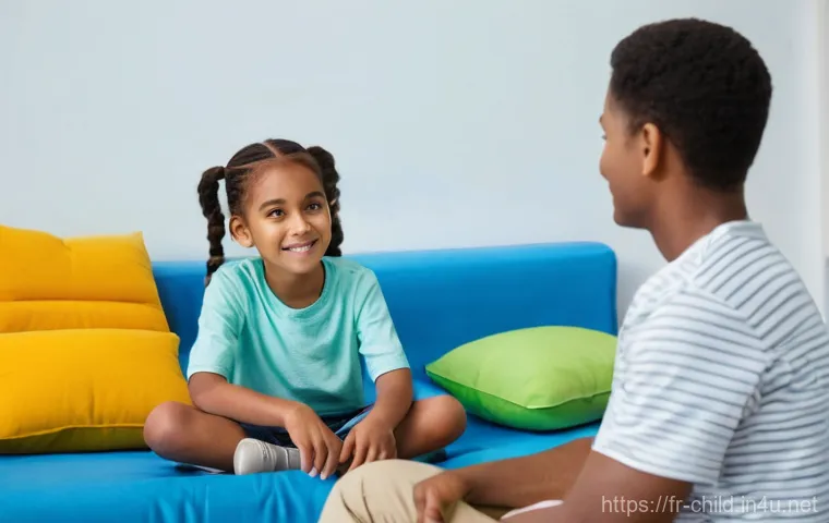 아동상담사 자격 시험 합격 전략 - **Prompt 1: Active Listening and Empathy in Child Counseling**
    "A serene and brightly lit image ...