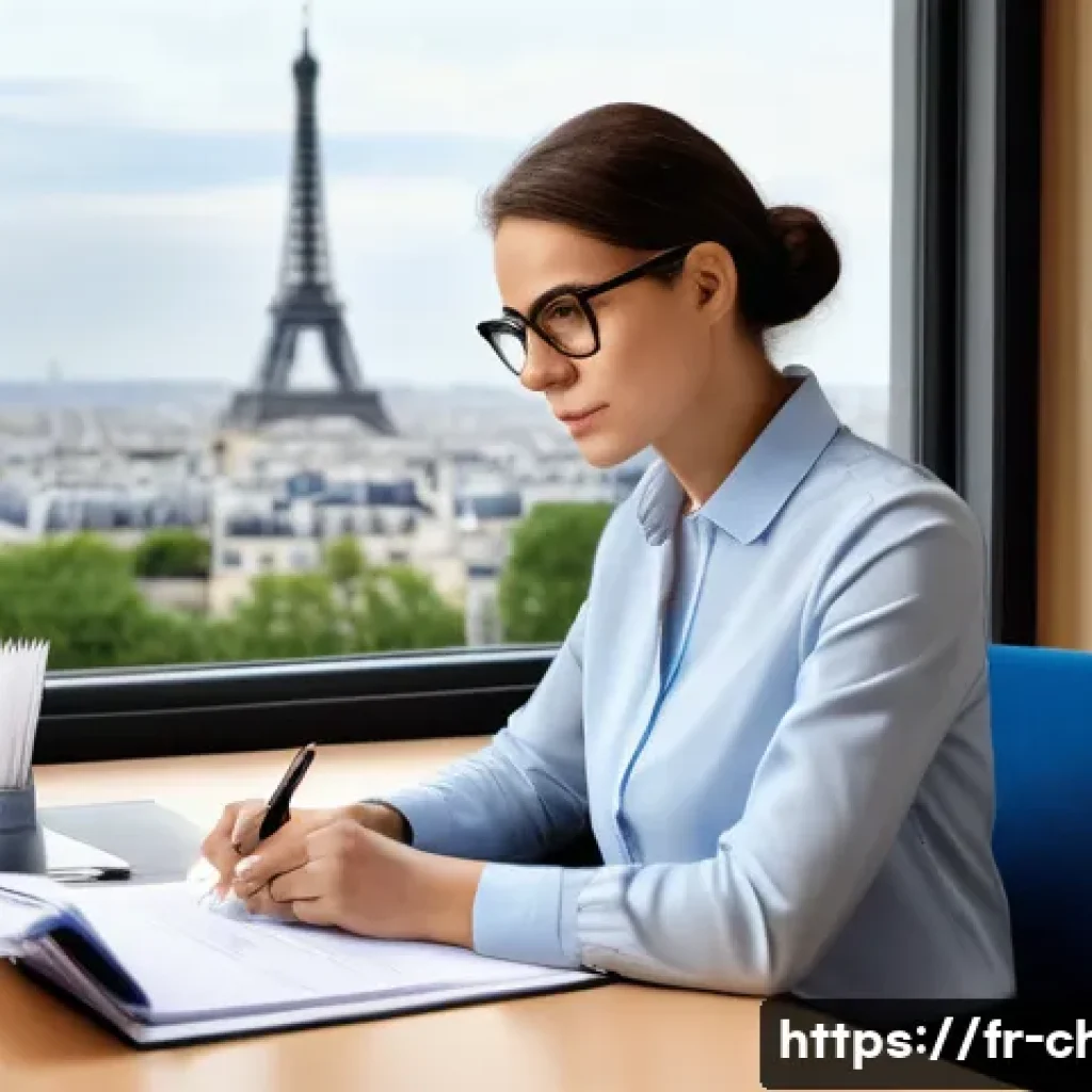 아동상담사 연봉 수준 조사 - A professional French child counselor in a bright office setting, wearing business casual attire and...
