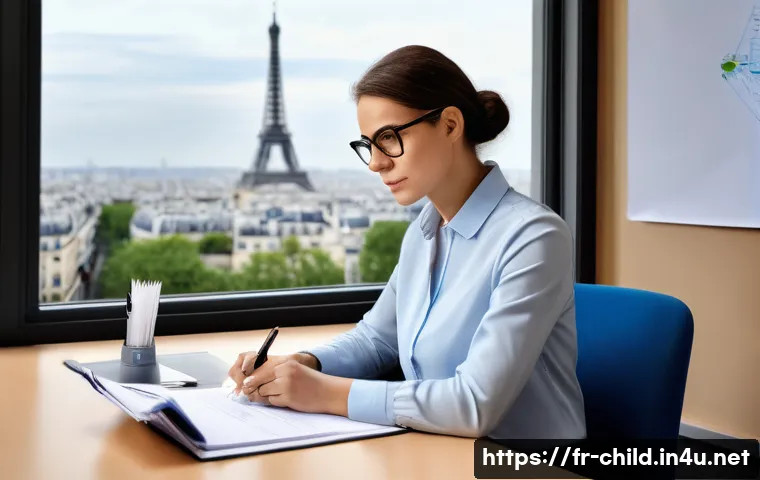 아동상담사 연봉 수준 조사 - A professional French child counselor in a bright office setting, wearing business casual attire and...