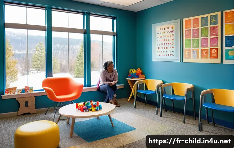 아동상담사 실무의 현실 - A warm and inviting therapy room designed for child counseling, featuring a diverse group of childre...